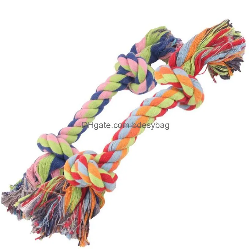 Dog Toys & Chews Double Knot Chew Rope Toys Dog Puppy Cotton Chews Toy Durable Braided Bone 17-28Cm Funny Tool Pet Supplies Drop Deliv Dh705