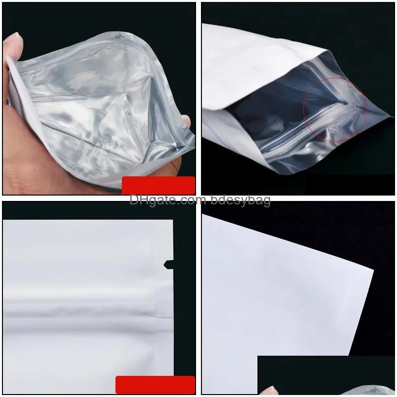 matte frosted aluminum foil self seal bag flat bottom metallic zipper bag powder sugar gift packaging bags lx2980