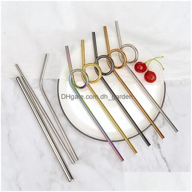 304 stainless steel curved straws metal household creative cocktail drink straw reusable bar drinking tools 7 colors