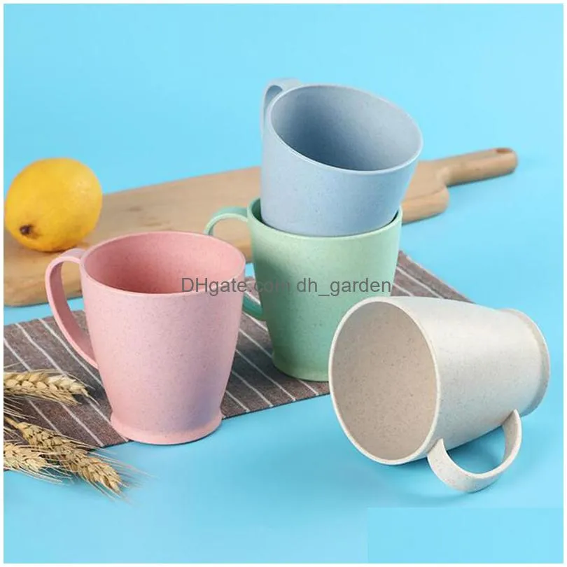 wheat straw mugs solid color office plastic coffee cup ecofriendly household water cup