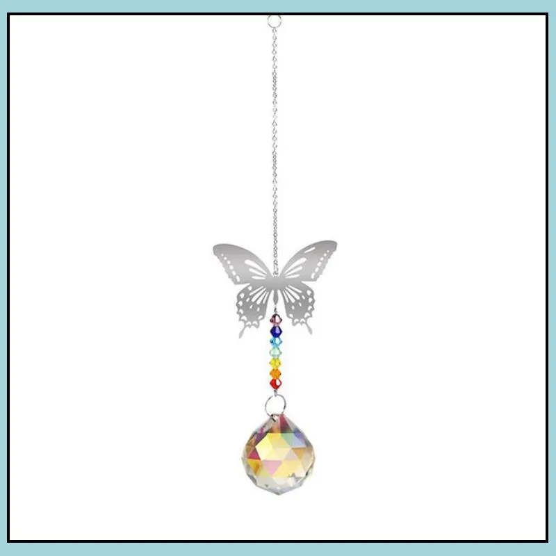 ab color crystal sun catcher garden decoration window butterfly dragonfly hanging prism rainbow maker beaded charms chandelier pendant