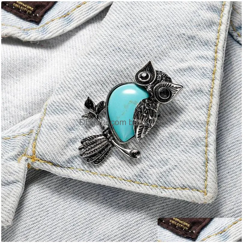 qimoshi natural stone owl pendant men and women fashion cure halloween energy necklace gift