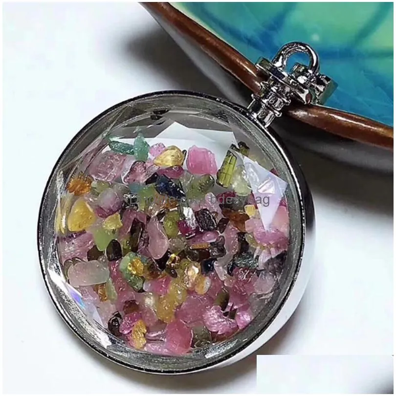 chakra healing crystal wishing bottle pendants necklace for womens girls tumbled rock wicca tumble stone reiki energy pendant