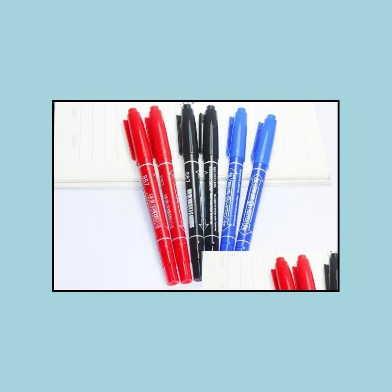 hero painting pens hook line pen waterproof colorfast cd marker pen 2 heads oily art drawing marker pens wtitting pen red blue black