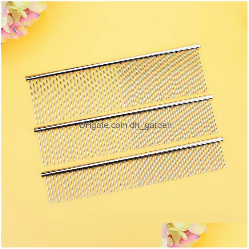 pet stainless steel comb anti static cat and dog grooming hair combs cleaning brush pets supplies 19x4cm