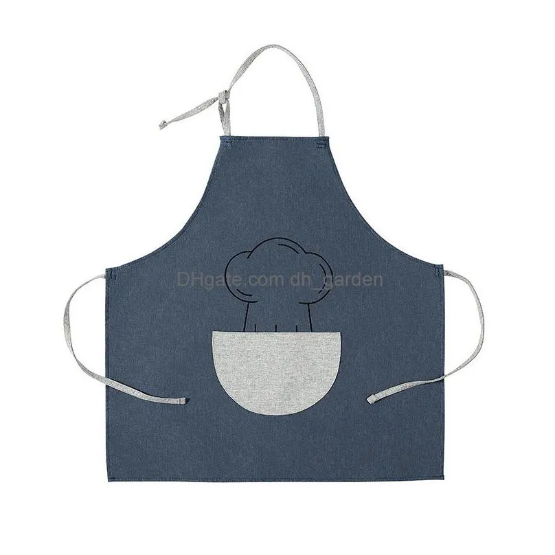 4 color fashion apron household big pocket chef cooking sleeveless aprons japanese milk tea shop work baking art clothing