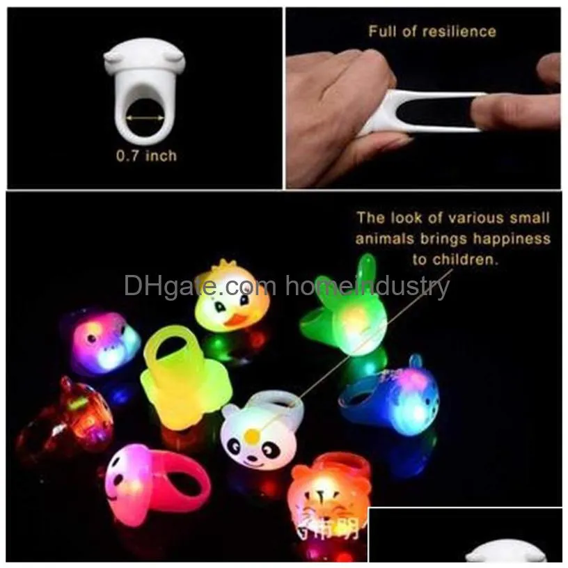 soft glue animal rings party favor ornaments led luminescence finger lamps cartoon ring boys girls small gifts jewelry 0 89mc h1
