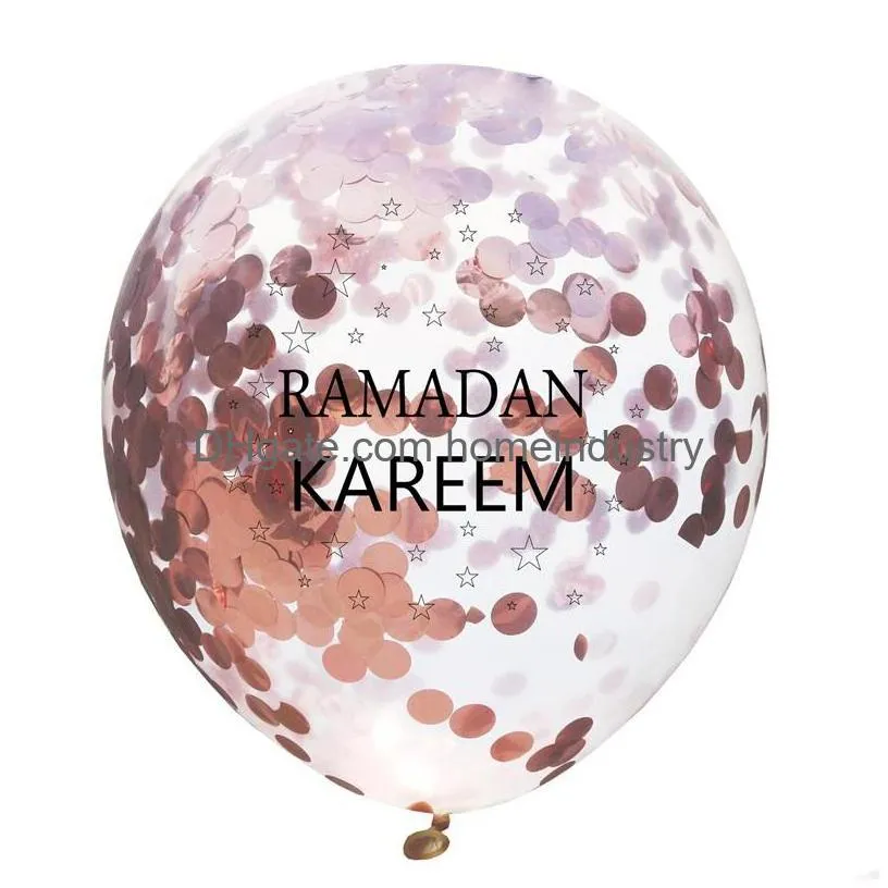 12inches balloons party decoration eid mubarak round ramadan latex balloon supplies clear mubaraks moon star castle sequins of 0 75fn
