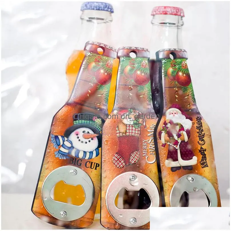 christmas gift cartoon printing beer bottle opener creative refrigerator magnet decoration corkscrew household kitchen tool