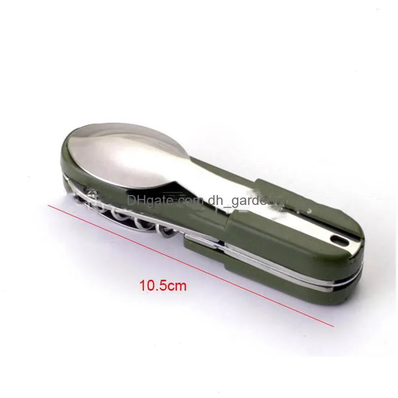 outdoor folding tableware detachable spoon table knife and fork bottle opener portable multifunctional camping dinnerware