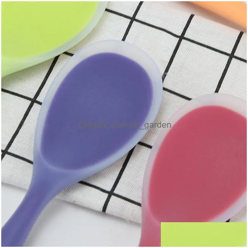 pure color silicone rice spoon household non stick rices shovel hanging spoons tableware kitchen tool