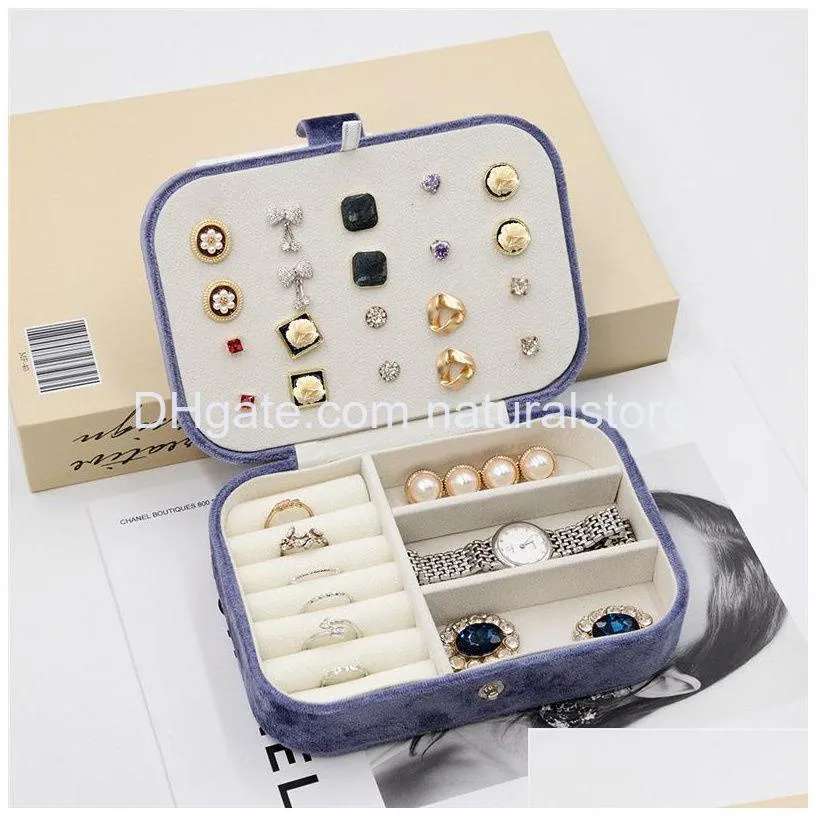 velvet jewelry box portable travel jewelry holder women gift case double layer display organizer for rings earrings necklace