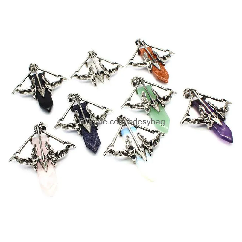 fashion love cupids arrow pendant jewelry natural stone crystal for making necklace bracelet accessories