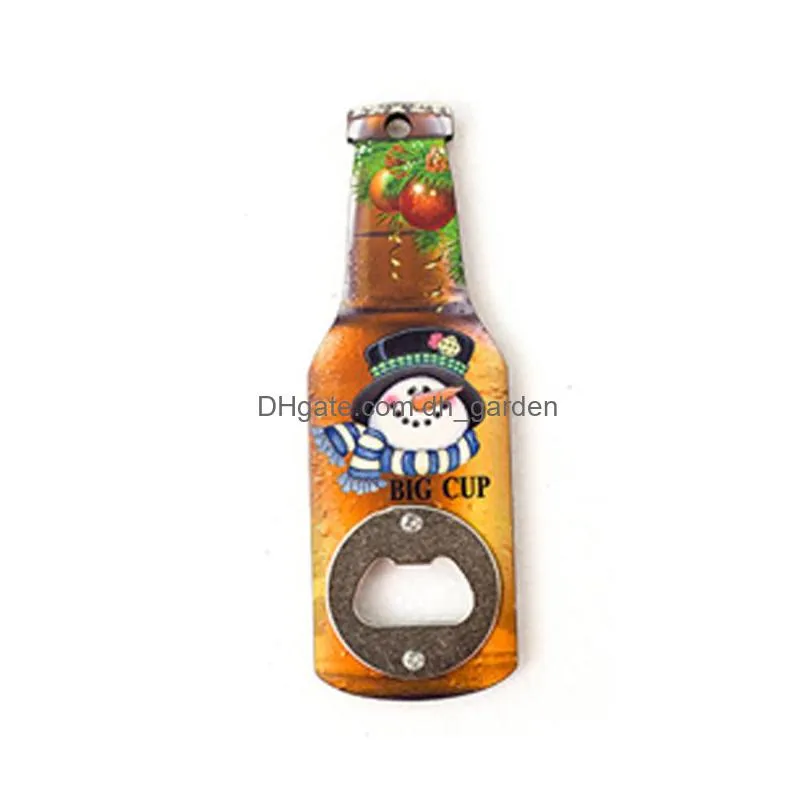 christmas gift cartoon printing beer bottle opener creative refrigerator magnet decoration corkscrew household kitchen tool