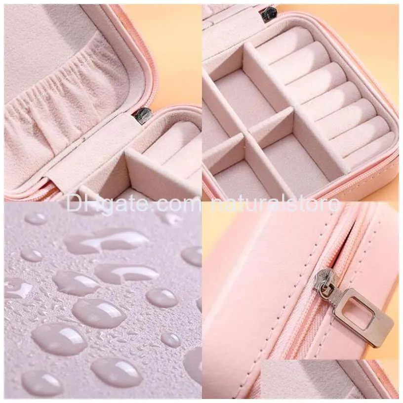 portable zipper pu leather travel jewelry storage box rings earrings necklace organizer display case travel accessories holder