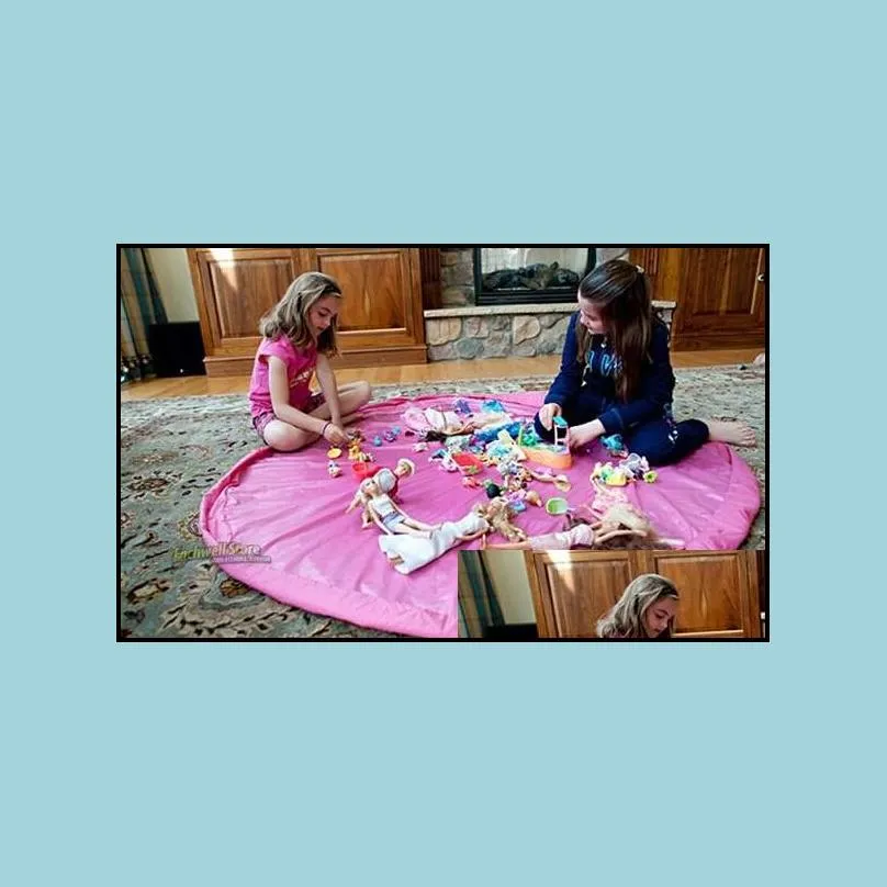 children kids play mat toy mats portable collapsible large nylon storage bag toys organizer rug box dolls 150cm blue pink xl gift