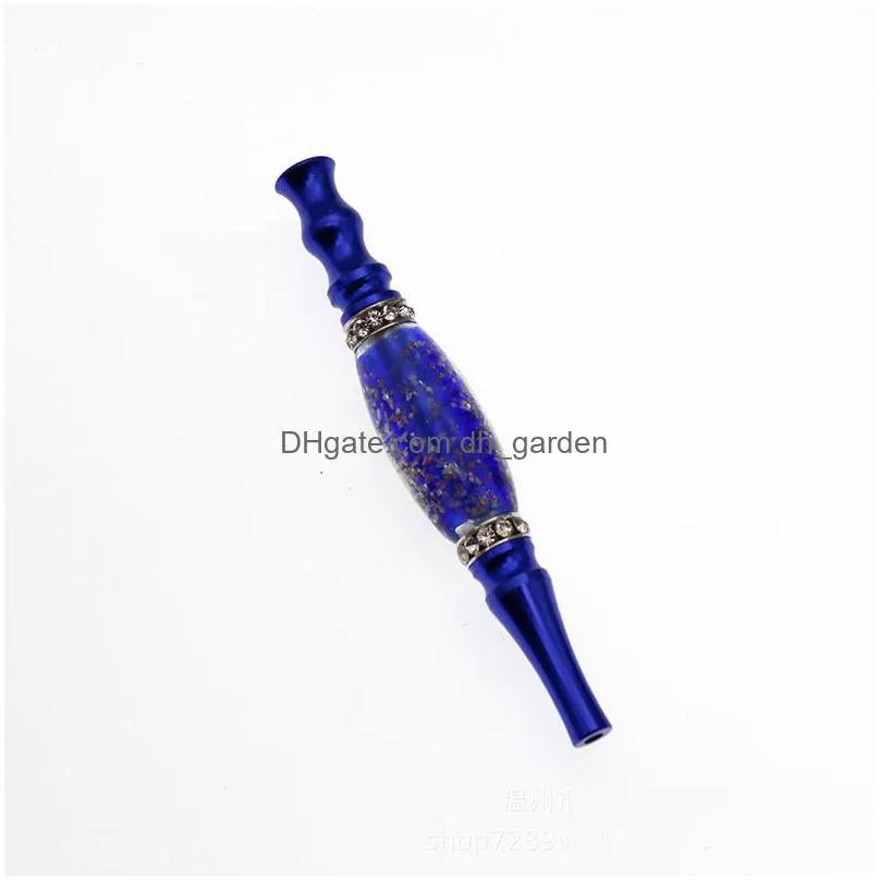 portable luminous pipe ladies diamond straight metal cigarette holder home smoking accessories 112mm