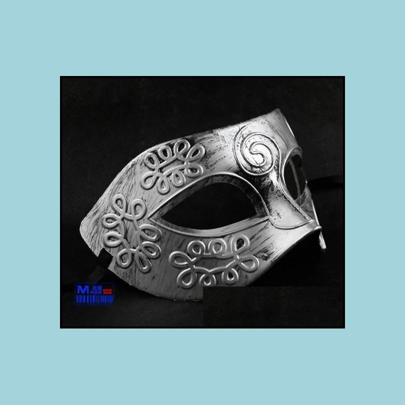 antique roman greek fighter men mask venetian mardi gras party masquerade halloween costume half face mens masks gold silver hot