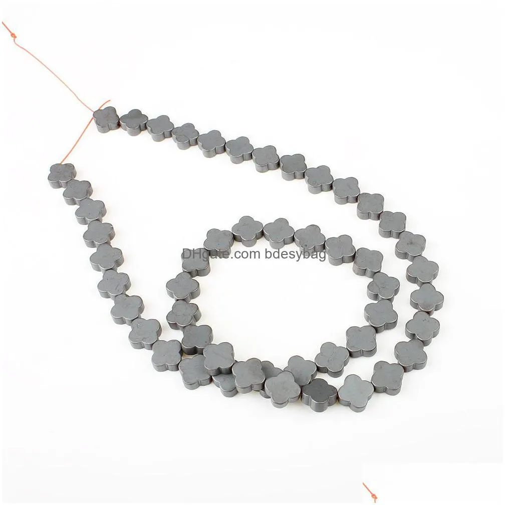 loose cross hematite stone beads for diy making jewelry bracelet necklace anklet flate gemstone 4 leaf spacer black magnetite no magnetic