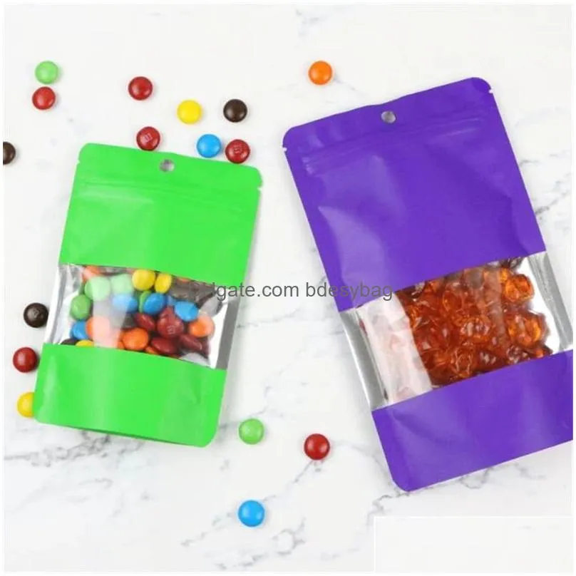 colorful aluminum foil mylar bag food storage bags hang hole black white self seal stand up pouch bag with window lx4783