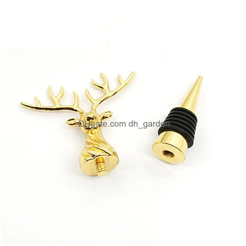 metal red wine bottle stoppers bar tools creative deer head beer champagne sealing stopper christmas party decoration