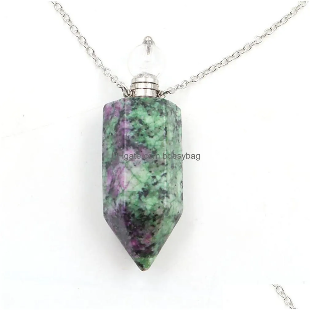  oil diffuser aromatherapy stone pendant necklace uni healing crystal point gemstone necklaces for women and men