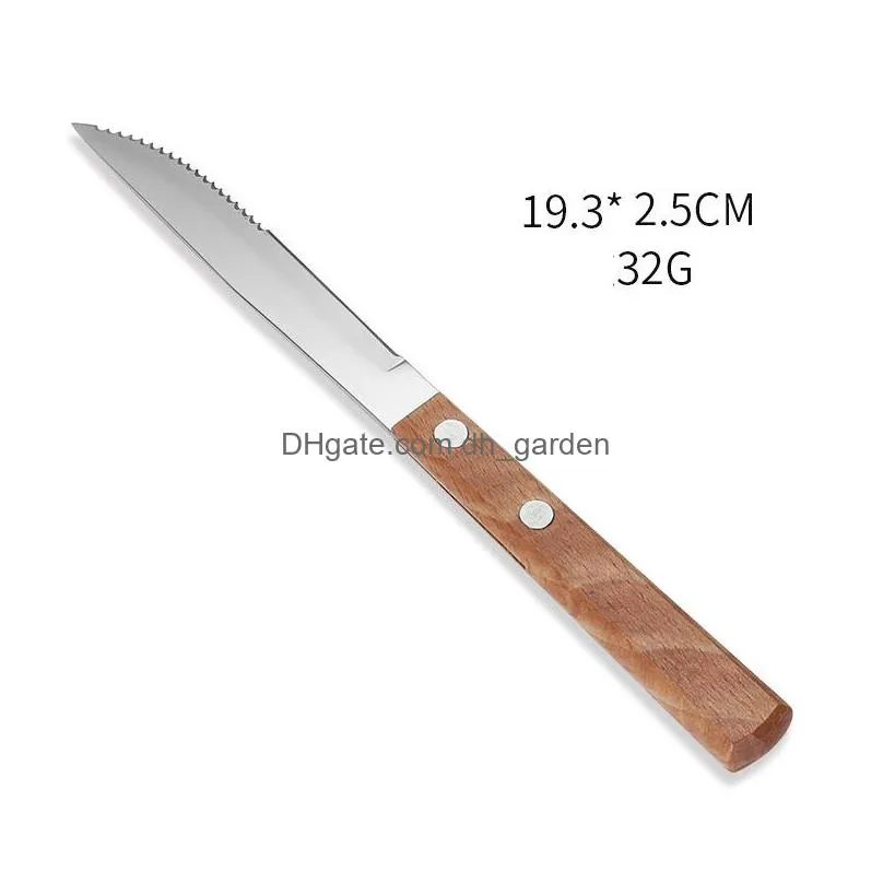 stainless steel creative knife fork spoon wooden handle cutlery set household western tableware