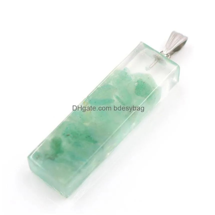 qimoshi raw quartz cuboid chakra yoga healing pendant necklace for women men stone crystal rectangle point pillar pendants jewelry