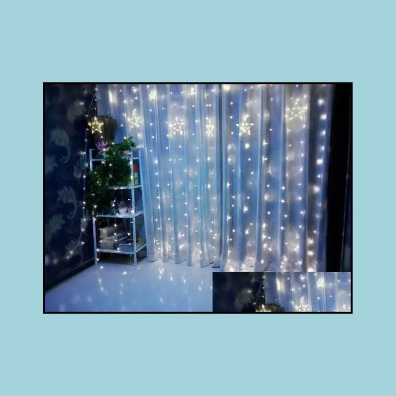 waterfall curtain lights led icicle string light wedding party home christmas backdrops decoration copper wire led lamp beads