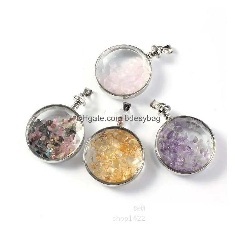 chakra healing crystal wishing bottle pendants necklace for womens girls tumbled rock wicca tumble stone reiki energy pendant