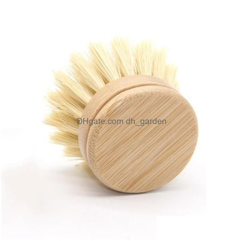 kitchen cleaning brush wooden sisal can replace beech bamboo dishwashing brushes head household clean tool dhs