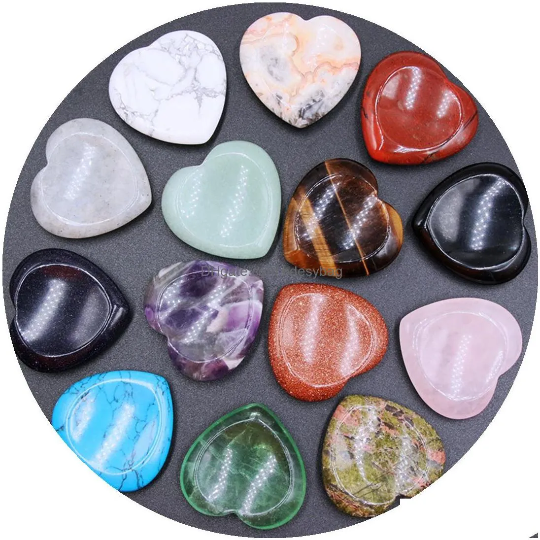 healing chakra love heart pocket palm worry crystal for anxiety reiki balancing rocks gemstone farmhouse kitchen home 40x40x9mm