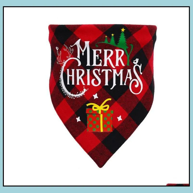 dog bandana apparel christmas classic plaid pet scarf bibs kerchief merry xmas santa snowman print for small medium large animals cotton red green holiday