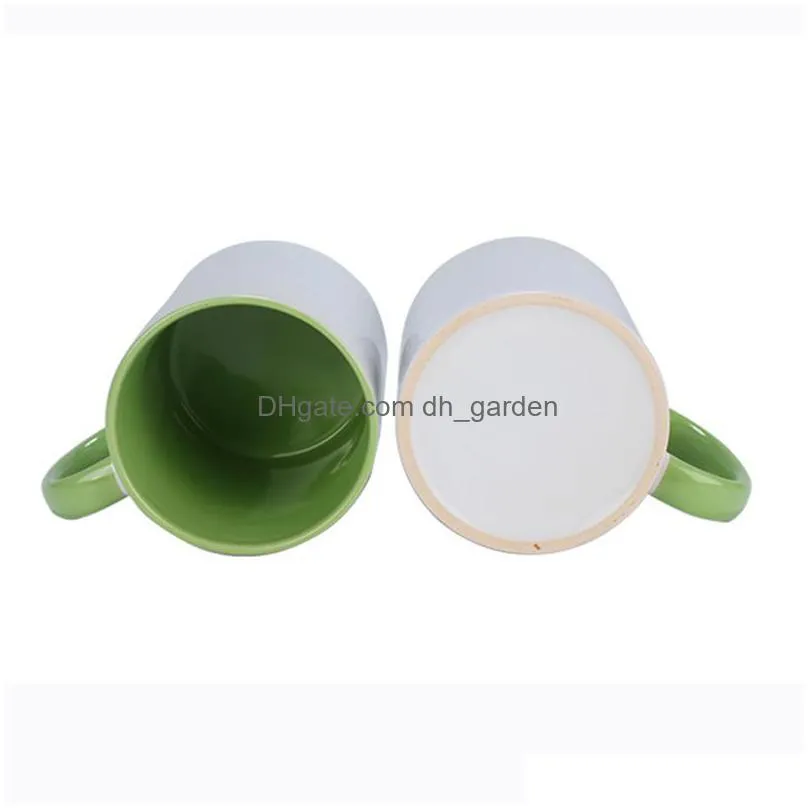 9 colors heat transfer ceramic mug with handle internal color sublimation blank coffee cups 320ml home creative water cup