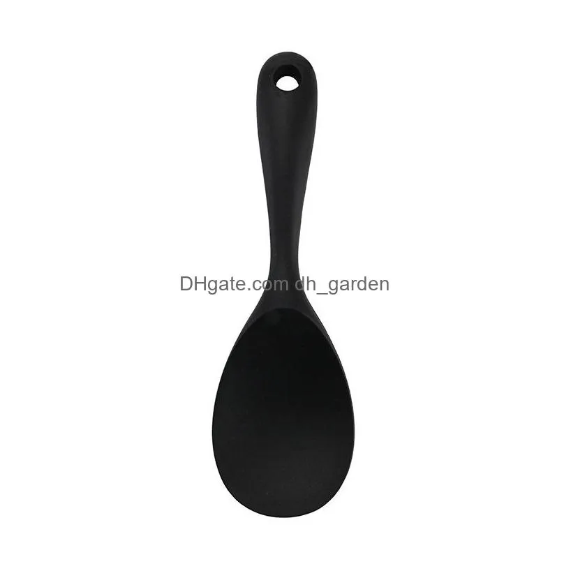 pure color silicone rice spoon household non stick rices shovel hanging spoons tableware kitchen tool
