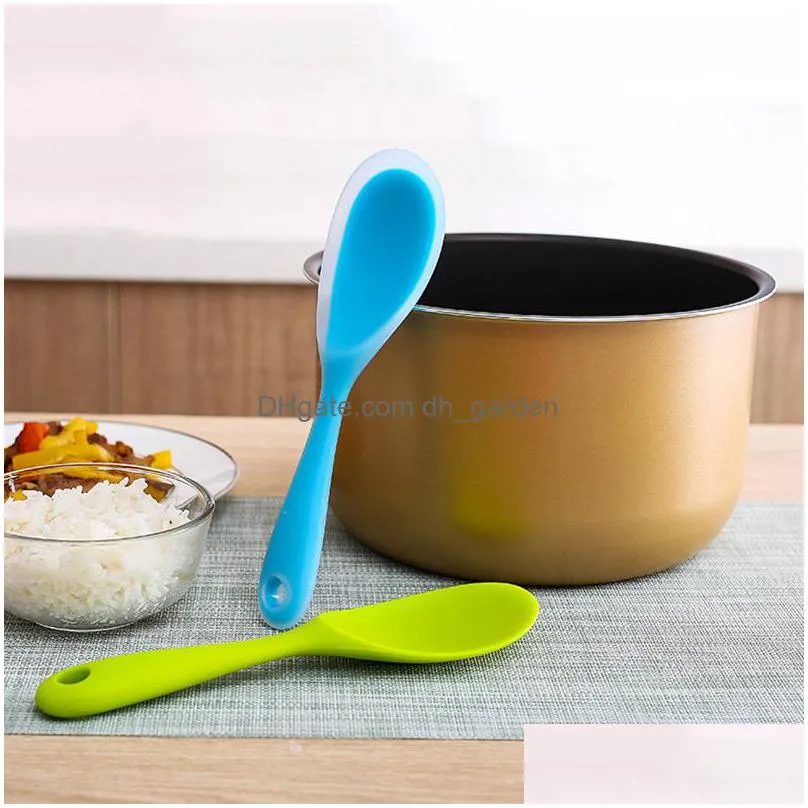 pure color silicone rice spoon household non stick rices shovel hanging spoons tableware kitchen tool