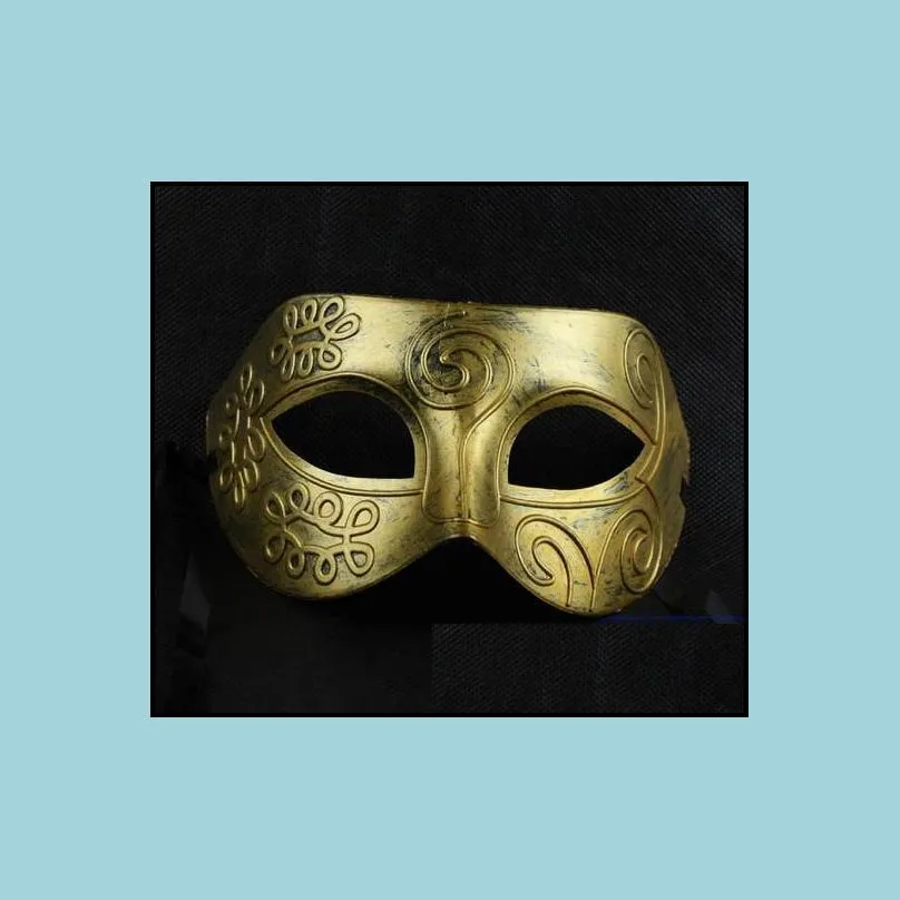 antique roman greek fighter men mask venetian mardi gras party masquerade halloween costume wedding half face masks props gold silver