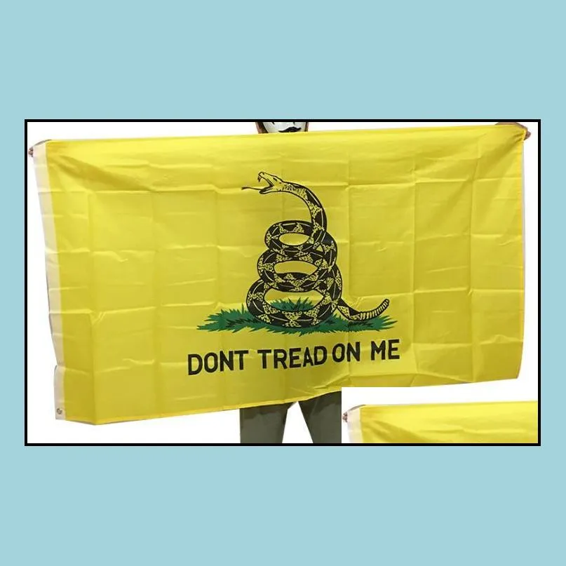 dont tread on me gadsden flag banner hanging indoor outdoor fade resistant canvas tea party flags polyester brass grommet 3 x 5 ft