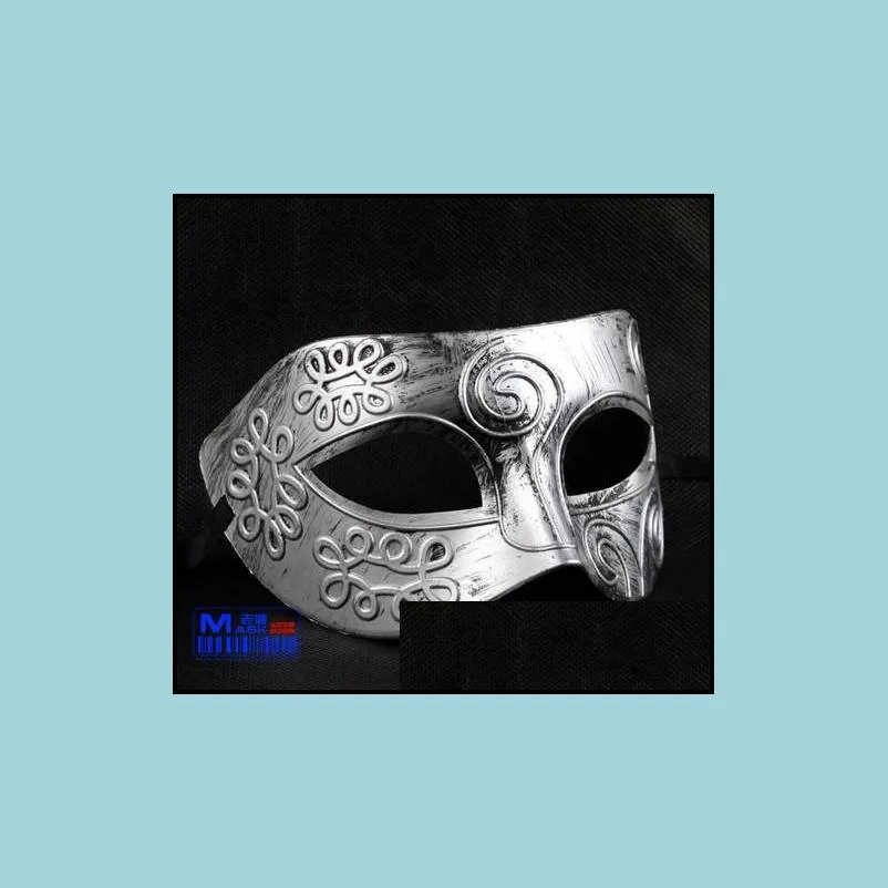 antique roman greek fighter men mask venetian mardi gras party masquerade halloween costume wedding half face masks props gold silver