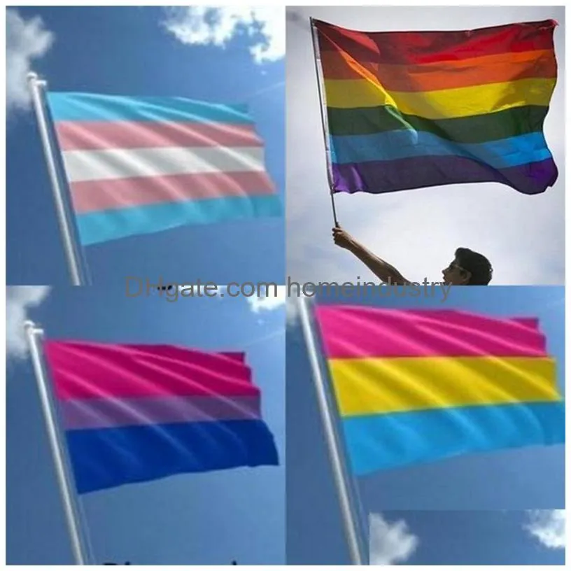 90x150cm panual tansgender flag new polyester rainbow flags banners party supplies banner parade celebration articles 4 8qt