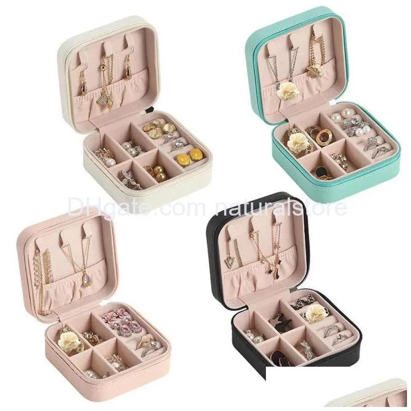 jewelry box portable travel storage boxes organizer pu leather display cases necklace earrings ring jewellery holder for girls