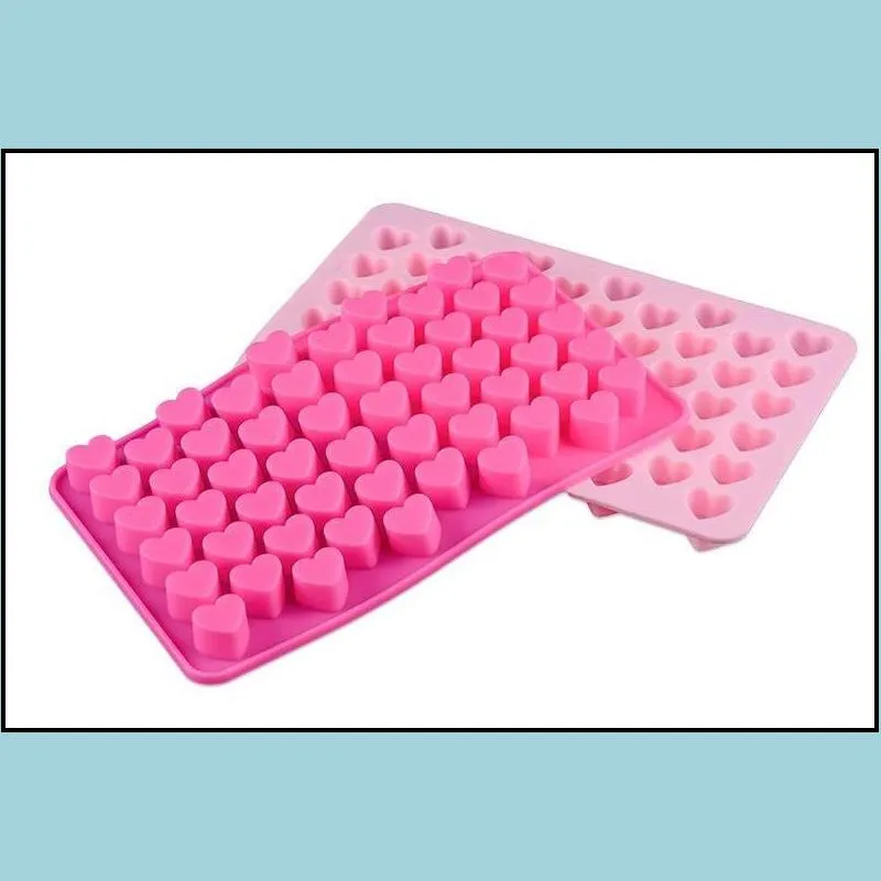 silicone heart shape chocolate mold gummy candy maker ice tray jelly mould 55 cavity kitchen dessert cake bakeware tools solid pink