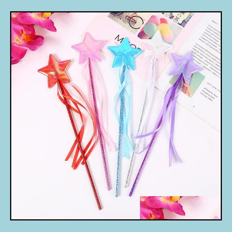 party stars fairy wand princess scepter with ribbon favors holiday festives halloween christmas performance props bag filler colorful