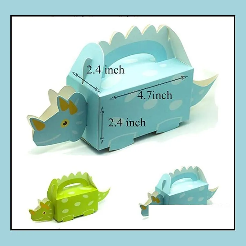 dinosaur party favor treat boxes candy gift wrap kids girl boy birthday dinotable decorations blue green