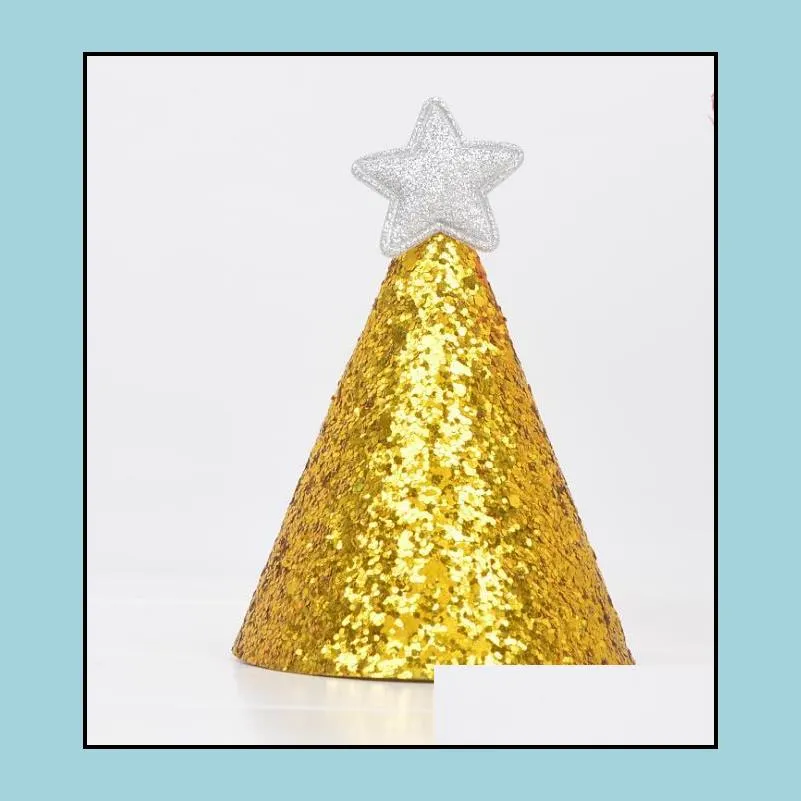 gold glitter shiny top hats adult kids mini cone hats birthday party cap wedding celebration party decoration photo prop backdrop