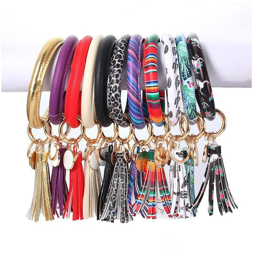 women key ring party favor rainbow bracelets chain ethnic style bangles leather wrap cactus wristbands with different patterns 12 29qh