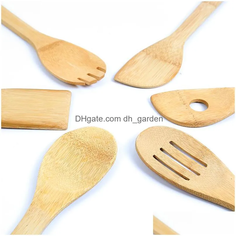 bamboo spoon spatula portable wooden utensil kitchen cooking turners slotted mixing holder shovels 6 styles