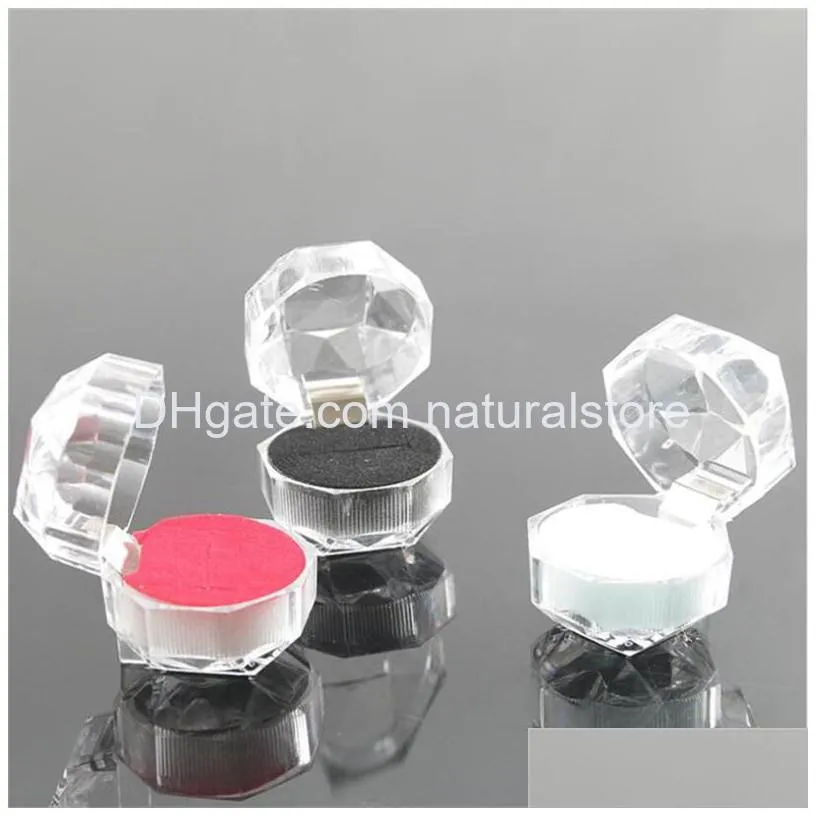 clear plastic ring earrings display boxes pendant beads storage organizer package case gift jewelry box 3 colors