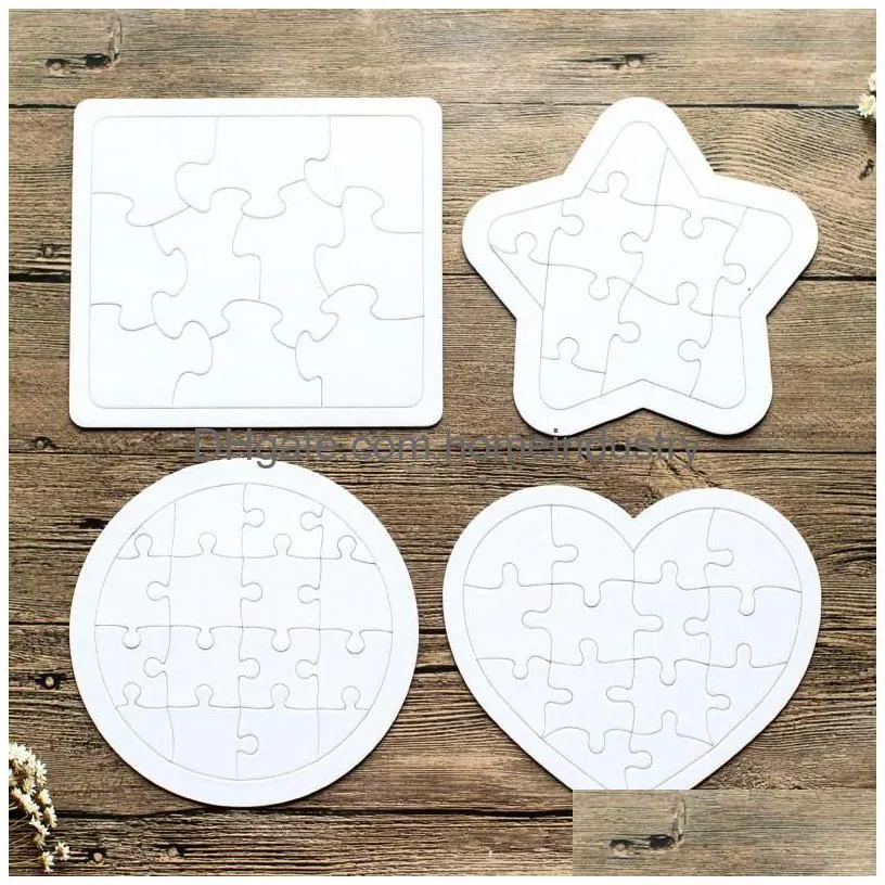 paper colouring party favor picture puzzles sublimation blank diy white kids game gift jigsaws children painting round square toy 4 types 0 9xj