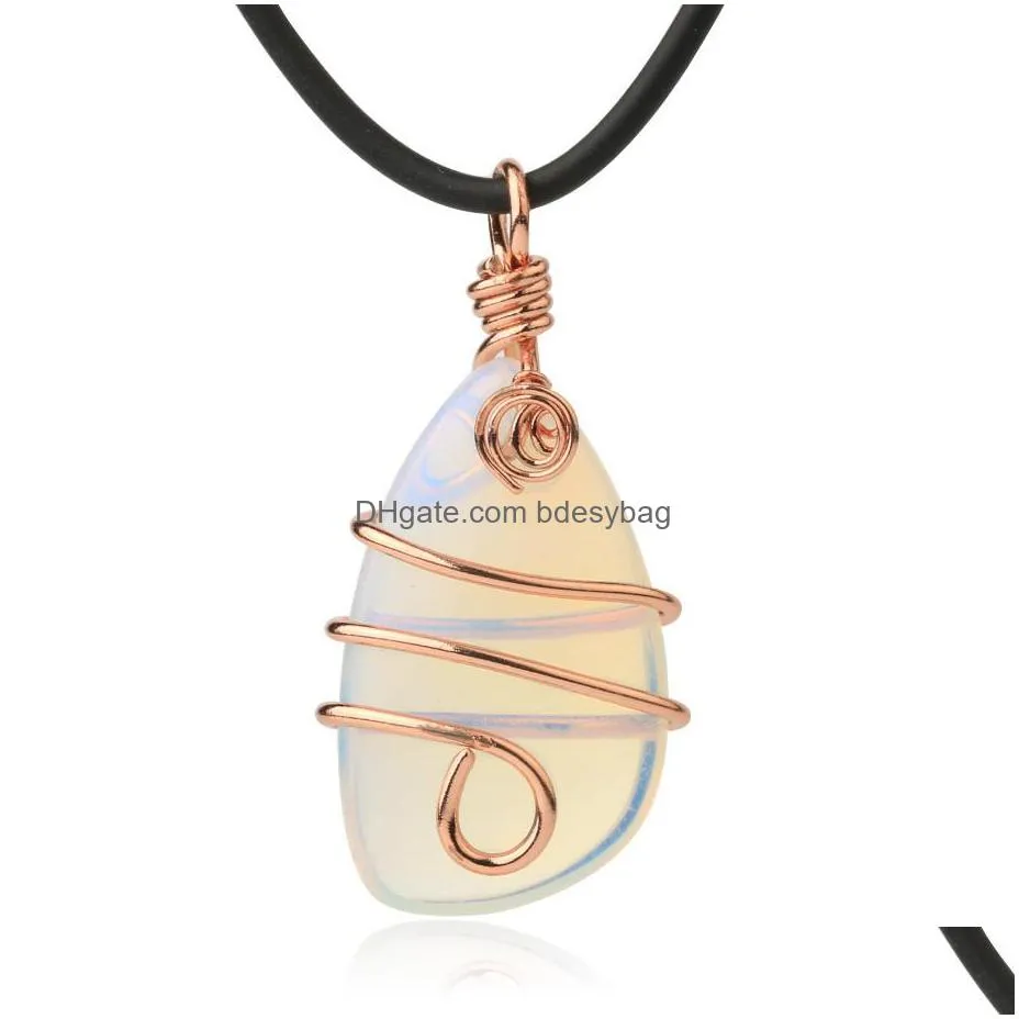 natural raw amethyst stone pendant necklace for women wire wrapped healing irregular chakra crystals with two different chains